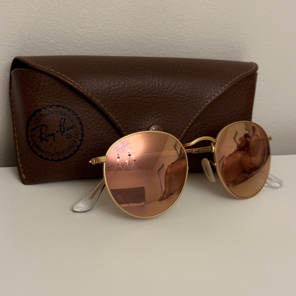 Rayban round mirror pink sunglasses